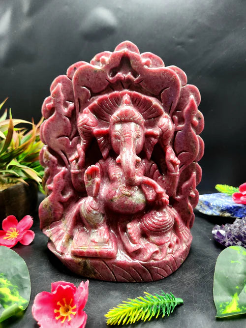 Rhodonite Lord Ganesha Statue: Embrace Wisdom, Creativity, and Positive Vibes