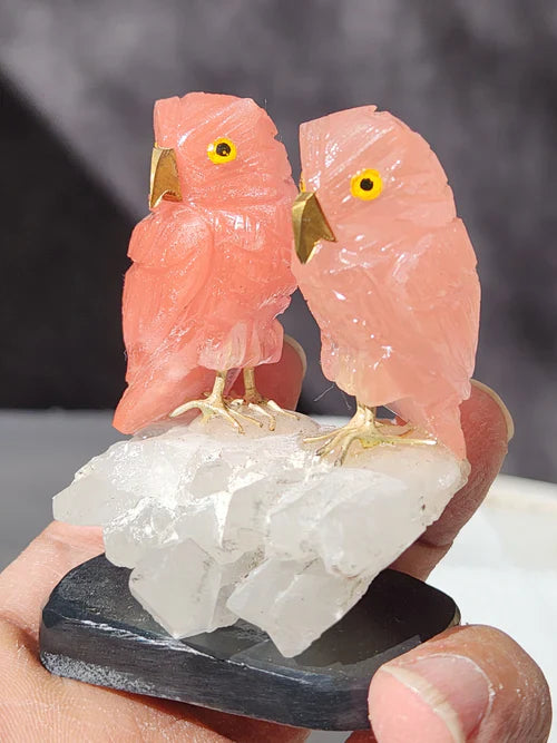 Rose Quartz for Love & Communication: Benefits of Rose Quartz Owl Pair for Bedroom Decor | Shwasam Crystals