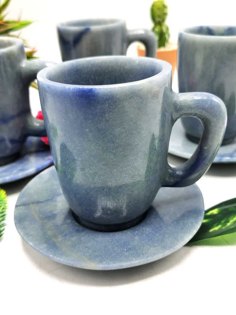 Light Blue Aventurine Tea Cup & Saucer - Radiance in Every Sip