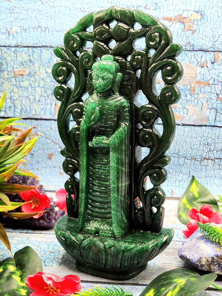Lord Buddha Standing Statue in Green Aventurine : A Symbol of Peaceful Harmony