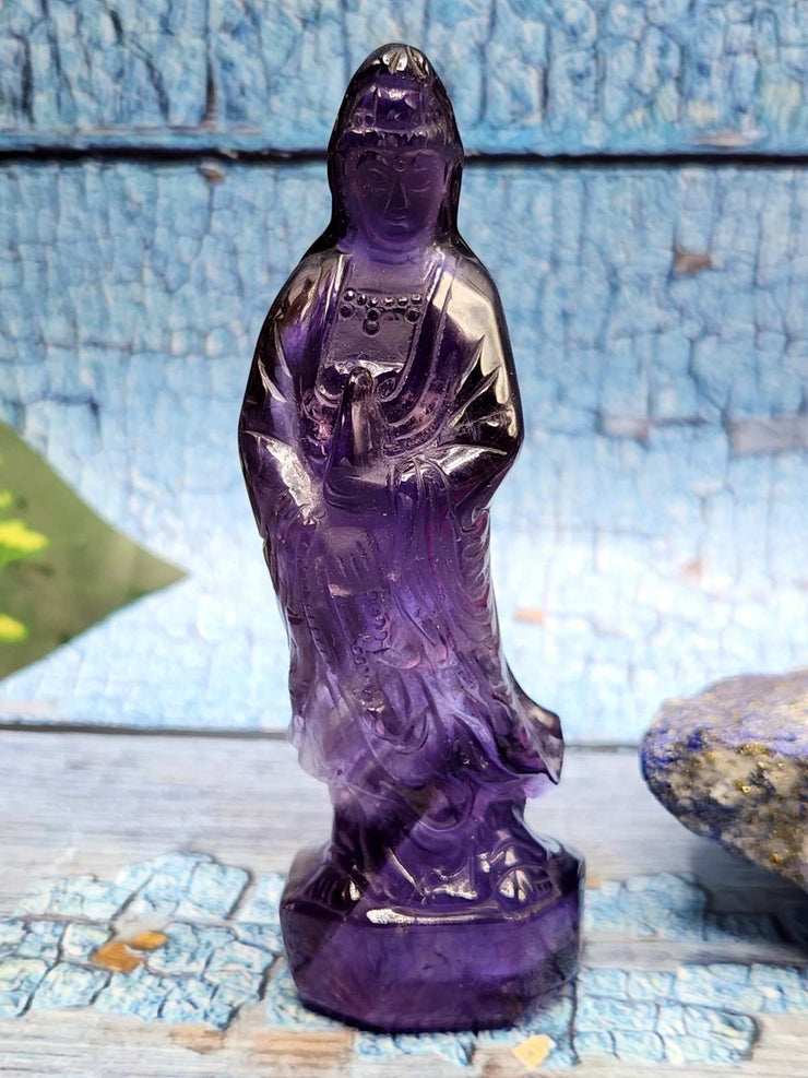Amethyst Kwan Yin Handmade Carving - Embrace Spiritual Harmony and Divine Blessings