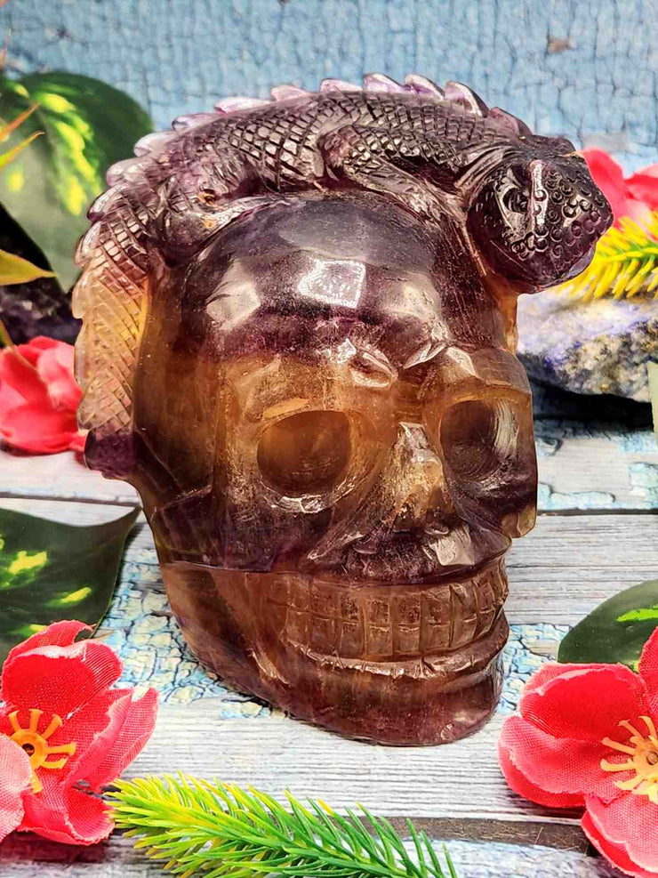 Why the Candy Purple Fluorite Skull with Chameleon Fusion Carving Is More Than Décor: Exploring Its Deep Symbolism of Change, Clarity, and Energetic Protection | Shwasam Crystals