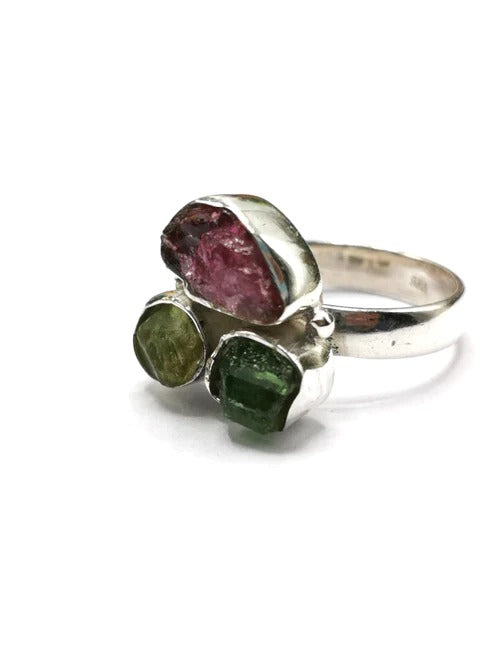 Tourmaline Finger Ring in 925 Sterling Silver - Embracing Nature's Palette