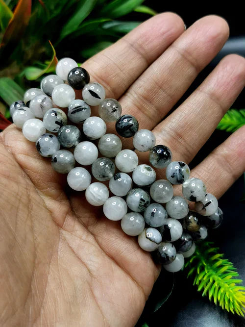 Black Rutilated Quartz Bracelet for Emotional Healing, Spiritual Growth & Negative Energy Protection | Shwasam Crystals