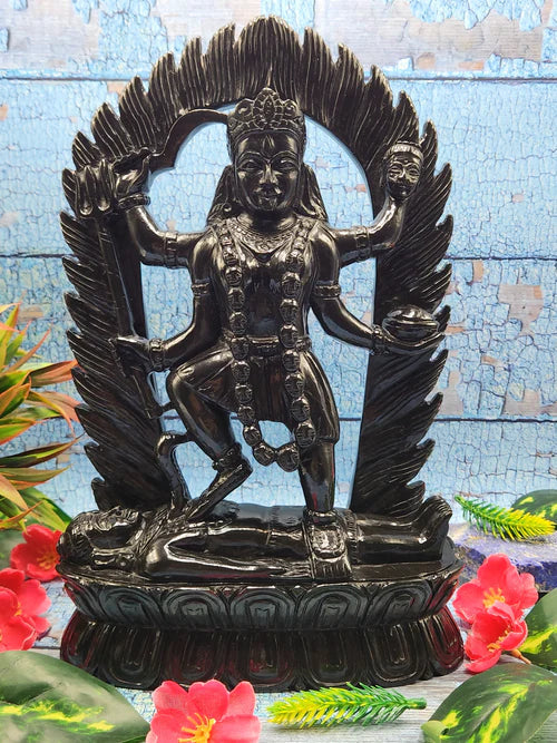 Feeling Stuck or Surrounded by Negativity? Goddess Kali Carving in Black Agate Stone Could Be the Answer | Shwasam Crystals