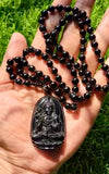 Black Obsidian Marvels - bead necklace with kwanyin pendant, shot glass, bowl, 4 bracelets