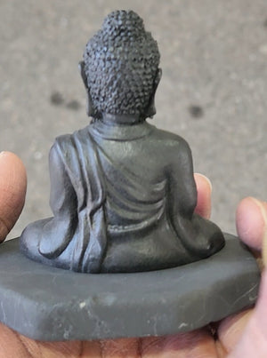 Russian Shungite Small Lord Buddha Carving: A Rare Gemstone of Balance, Healing, and Spiritual Harmony | Home Decor | ONE PIECE ONLY