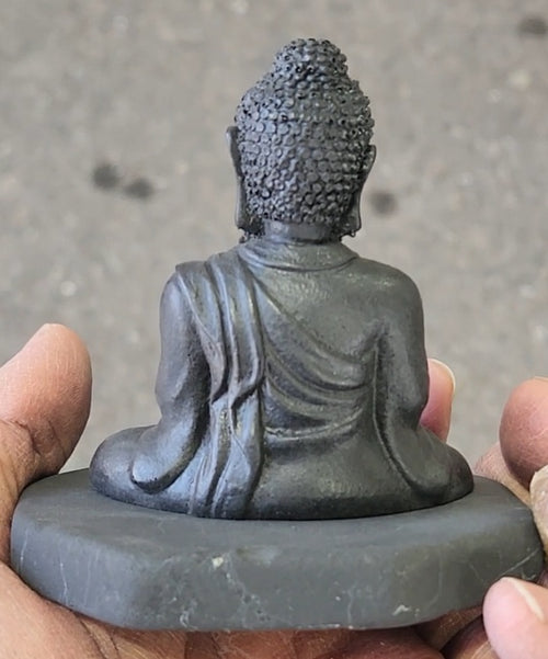 Russian Shungite Small Lord Buddha Carving: A Rare Gemstone of Balance, Healing, and Spiritual Harmony | Home Decor | ONE PIECE ONLY