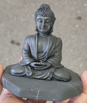 Russian Shungite Small Lord Buddha Carving: A Rare Gemstone of Balance, Healing, and Spiritual Harmony | Home Decor | ONE PIECE ONLY