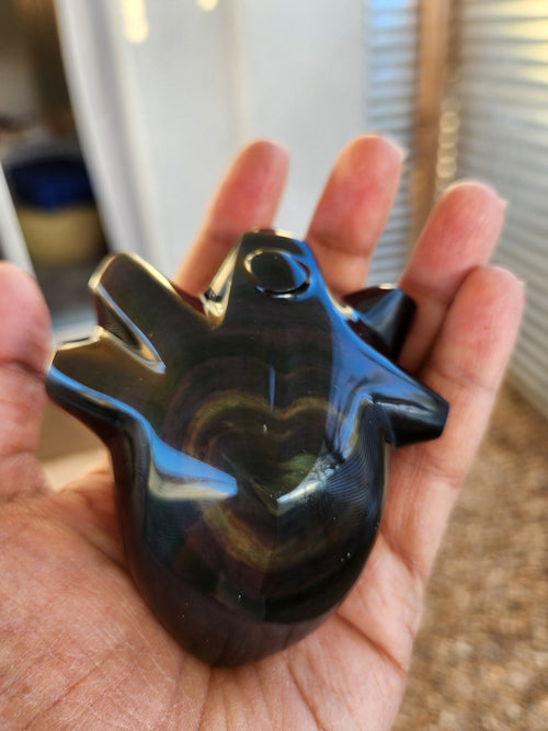 Rainbow Obsidian Anatomical Heart Carving: A Masterpiece of Beauty and Energy | Reiki/Chakra/Healing/Energy | Home Decor | Weighing 500 gms