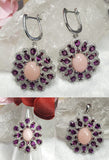 Rhodolite & Pink Opal jewelry set of ring, pendant & earring in 925 silver with rhodium plating