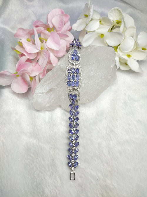 Tanzanite Bracelet in 925 silver with rhodium plating and cz embellishment | tanzanite jewelry | gift for her | crystal jewels | gemstone silver ornaments