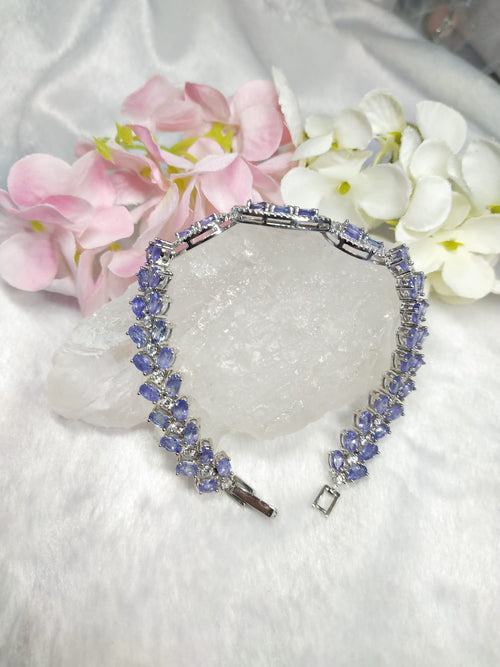 Tanzanite Bracelet in 925 silver with rhodium plating and cz embellishment | tanzanite jewelry | gift for her | crystal jewels | gemstone silver ornaments