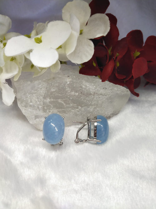 Aquamarine jewelry set of ring, pendant & earring in 925 silver with rhodium plating