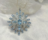 Blue Topaz designer pendant in 925 sterling silver with rhodium plating, Swiss topaz pendant, crystal jewelry | gemstone silver jewelry
