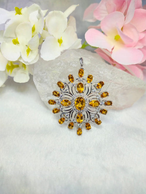Citrine designer pendant in 925 sterling silver with rhodium plating | crystal jewelry | gemstone gifts | mothers day gift