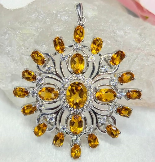 Citrine designer pendant in 925 sterling silver with rhodium plating | crystal jewelry | gemstone gifts | mothers day gift