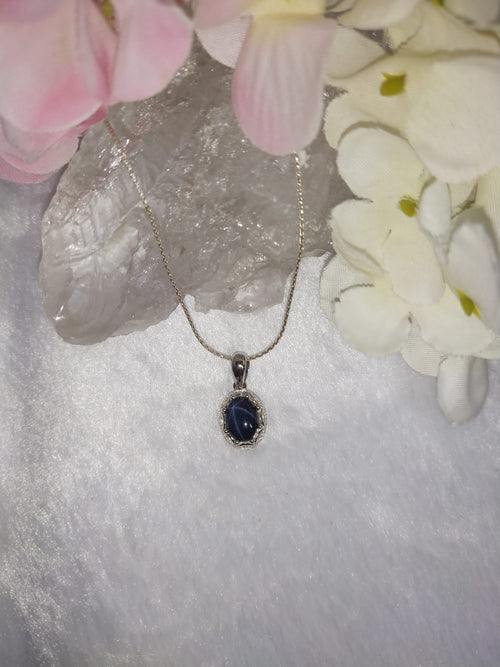 Star Blue Sapphire jewelry set of ring, pendant & earring in 925 silver with rhodium plating | Gift for her | gemstone jewellery | crystal 925 silver ornaments
