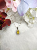 Yellow Sapphire jewelry set of ring, pendant & earring in 925 silver with rhodium plating