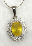 Yellow Sapphire jewelry set of ring, pendant & earring in 925 silver with rhodium plating