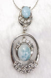 Larimar jewelry set of ring, pendant & earring in 925 silver with rhodium plating