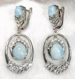 Larimar jewelry set of ring, pendant & earring in 925 silver with rhodium plating
