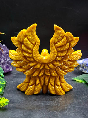 Yellow Burmese Jade Angel with Wings: Bring Peace & Serenity to Your Home