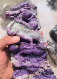 Chinese Dragon Carving in Charoite Gemstone, 3 angels in pink opal & aventurine - final payment