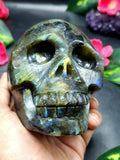 Labradorite skull with blue flash - Haloween gift / Crystal gift / Crystal Healing - Shwasam