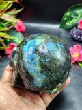 Labradorite skull with blue flash - Haloween gift / Crystal gift / Crystal Healing - Shwasam