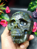 Labradorite skull with blue flash - Haloween gift / Crystal gift / Crystal Healing - Shwasam