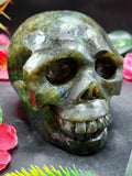 Labradorite skull with blue flash - Haloween gift / Crystal gift / Crystal Healing - Shwasam