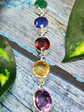 Multi stone bracelet in 925 silver - Amethyst, Citrine, Garnet, Tanzanite and Emerald | Gemstone Jewelry