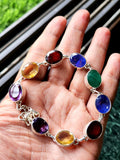 Multi stone bracelet in 925 silver - Amethyst, Citrine, Garnet, Tanzanite and Emerald | Gemstone Jewelry