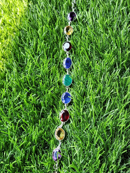 Multi stone bracelet in 925 silver - Amethyst, Citrine, Garnet, Tanzanite and Emerald | Gemstone Jewelry