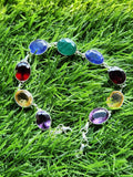 Multi stone bracelet in 925 silver - Amethyst, Citrine, Garnet, Tanzanite and Emerald | Gemstone Jewelry