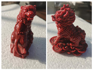 Cinnabar Lion | Cinnabar Dragon |- Custom Order - Gemstone Animal Carvings