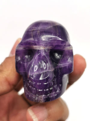 Amethyst Skull Carving: A Tranquil Crystal for Spiritual Awakening & Home Décor | Weight 86 gms