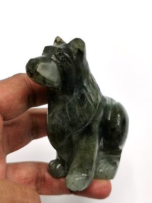 Labradorite Wolf Carving: A Symbol of Intuition, Strength & Spiritual Awakening for Your Home Decor
