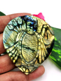 Shrinathji Carving on Labradorite Plate: A Divine Symbol of Peace, Protection & Spiritual Elegance for Home and Gifting | Reiki/Chakra/Healing/Energy