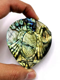 Shrinathji Carving on Labradorite Plate: A Divine Symbol of Peace, Protection & Spiritual Elegance for Home and Gifting | Reiki/Chakra/Healing/Energy