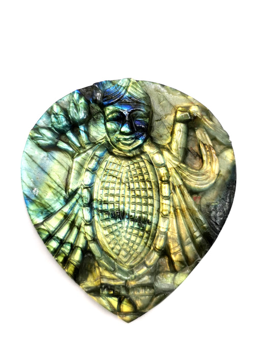 Shrinathji Carving on Labradorite Plate: A Divine Symbol of Peace, Protection & Spiritual Elegance for Home and Gifting | Reiki/Chakra/Healing/Energy