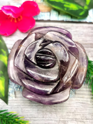 Amethyst Crystal Handmade Rose Flower Carvings: A Serene Blend of Beauty, Healing and Elegance for Home and Gifting