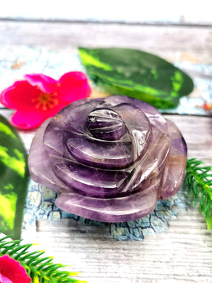 Amethyst Crystal Handmade Rose Flower Carvings: A Serene Blend of Beauty, Healing and Elegance for Home and Gifting