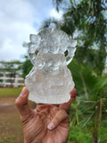 Goddess Laxmi Carving in Clear Quartz – A Divine Symbol of Abundance and Clarity - 4.5 inches and 695 gms (1.53 lb) - Gemstone/crystal carvings for home decor