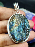 Labradorite Floral Carving Pendant: A Mystical Blend of Nature’s Beauty and Spiritual Protection | Weight 16 gms