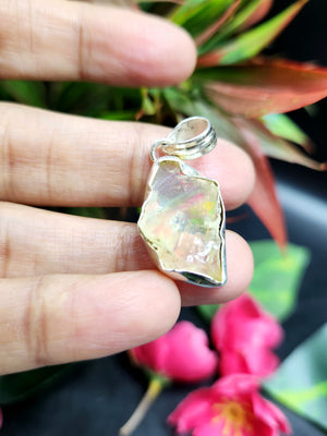 Ethiopian Opal Rough Single Stone Pendant in Silver - A Symbol of Love, Healing and Timeless Elegance