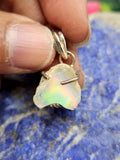 Ethiopian Opal Rough Single Stone Pendant in Silver - A Radiant Gemstone Treasure