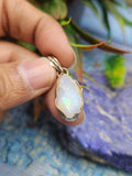 Ethiopian Opal Rough Single Stone Pendant in Silver - A Gemstone Treasure