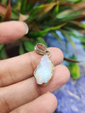 Ethiopian Opal Rough Single Stone Pendant in Silver - A Gemstone Treasure